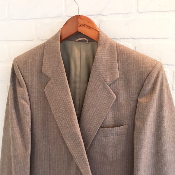 Vintage Men’s Blazer A.Gold & Sons Pinstripe Wool Moka Cream Old money 42L - Picture 4 of 15